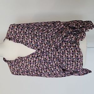 Zara floral wrap blouse